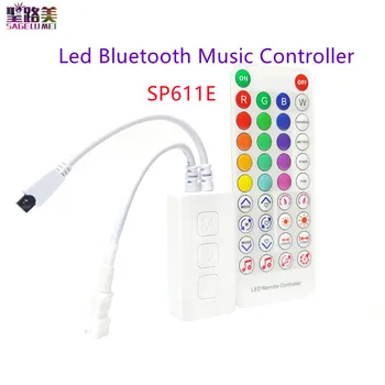 SP611E Akıllı RGB Denetleyici Bluetooth müzik App IR38 İçin Anahtar Uzaktan Kumanda WS2811 / 2812B Adreslenebilir Led RGB bant şeridi DC5V-24V