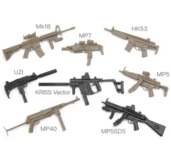 1: 6 4D Silah Modeli 3rd Nesil Monte Ateşli Silahlar MP7 UZI MP5 MP40 Makineli Tüfek Saldırı Tüfeği Montaj Aksiyon Figürü Oyuncak