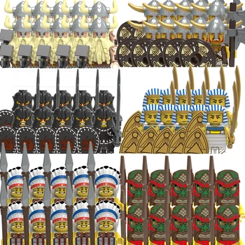 Ortaçağ Askeri Yapı Taşları Orta Yaş Savaş Sodiers Rakamlar Zırh Kask Silahlar Mısır Viking Savaşçı Tuğla Oyuncaklar