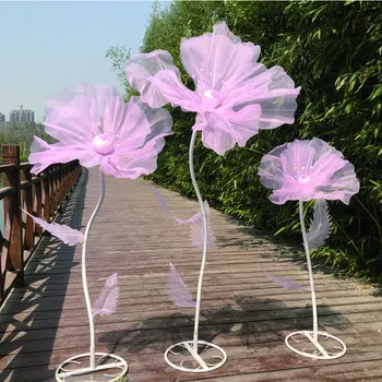 Düğün Prop Yol Kurşun Net Gazlı Bez Çiçek PVC Direk Raf İplik Çiçek Standı Otel Parti Sahne Düzeni Net Çiçek Pencere Ekran